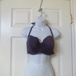Purple scalloped halter bikini top 36DD Victoria Secret